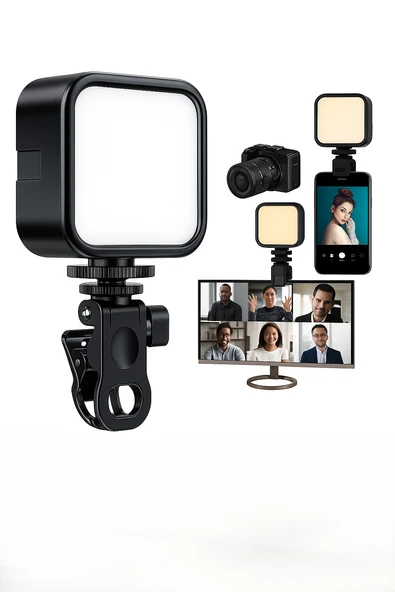 Taşınabilir Kısılabilir Yüksek Parlaklık Dolgu Işığı Selfie Işık Paneli  Kıskaçlı Telefon ve Notebook Tutucu