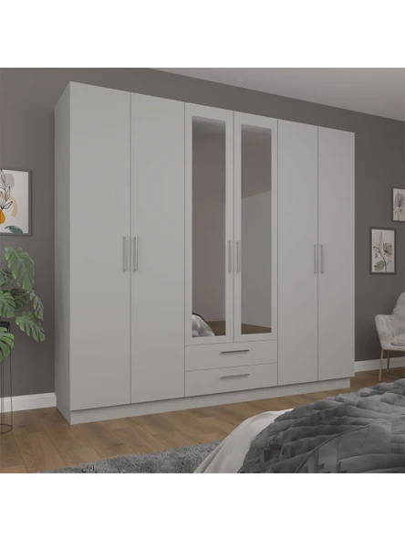 6 Kapaklı Gardırop 240cm  KÜL GRİ ürün görseli