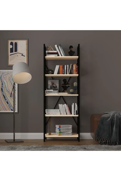 6 RAFLI METAL KİTAPLIK TEK MODÜL  Akça Ağaç ürün görseli