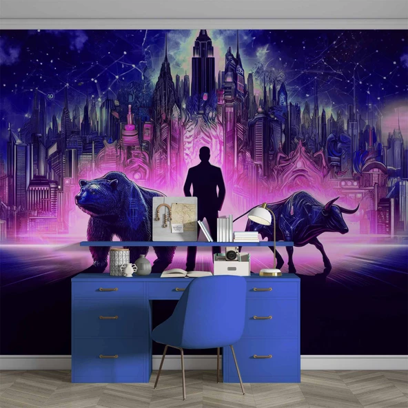 Fantastik Ayı ve boğa Temalı Duvar Kağıdı - Resim 4