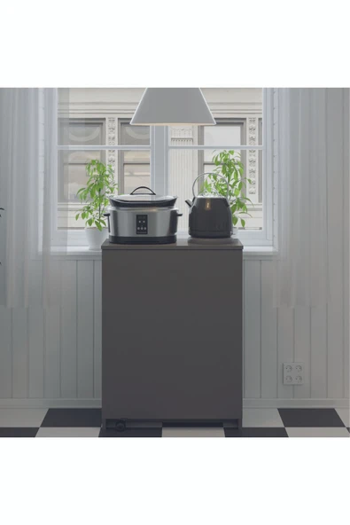 Mutfak Fonksiyonel Kiler Dolabı  Katlanır Masa  Antrasit Gri - Resim 4