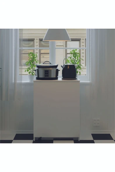 Mutfak Fonksiyonel Kiler Dolabı  Katlanır Masa  Beyaz - Resim 4