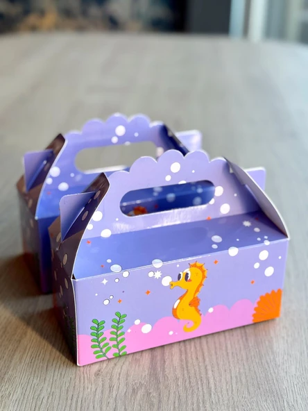 Denizatı Kutusu  25 'li El Tutmalı Çanta Doğum Günü Hediye Kutusu Pasta Kutusu - 2