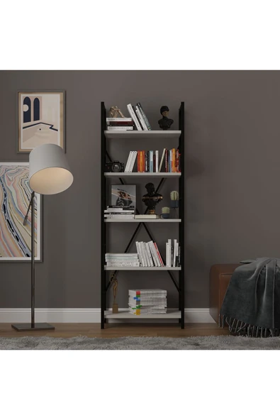 6 RAFLI METAL KİTAPLIK TEK MODÜL  Kül Gri ürün görseli