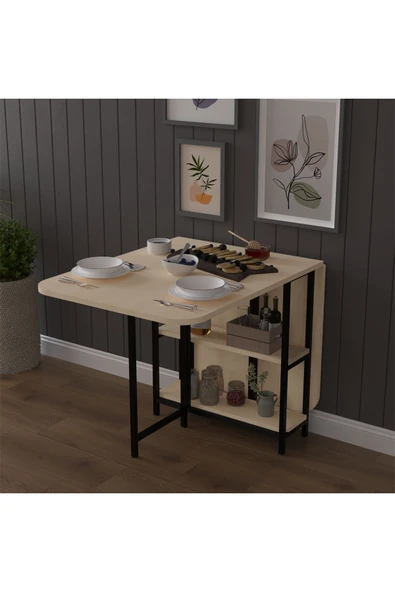 Asra Trend Metal Gövde Katlanır Mutfak Yemek Çalışma Masası, 155×75×70 cm, KM-31  AKÇAAĞAÇ - Resim 3