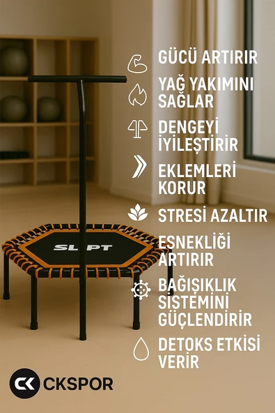 CKSpor Tutunmalı Trambolin 135 Cm ''(54 Inç) Tutunmalı Step Trambolin Egzerisiz Trambolini - Resim 3