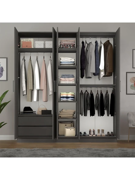 5 Kapaklı Gardırop 200cm  ANTRASİT - Resim 2