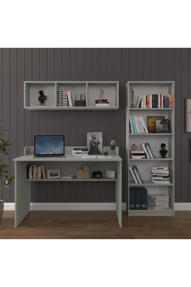 Çalışma Masası Seti Çmt001  kül gri - Resim 2