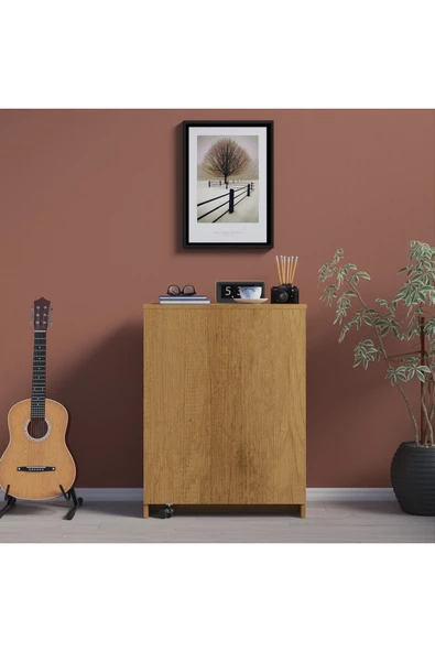 Çalışma Odası Fonksiyonel Kitaplık + Katlanır Masa MD002  Petra - Resim 3