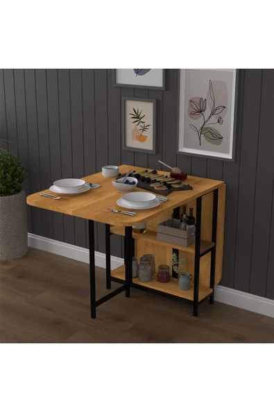 Asra Trend Metal Gövde Katlanır Mutfak Yemek Çalışma Masası, 155×75×70 cm, KM-31  PETRA - Resim 4