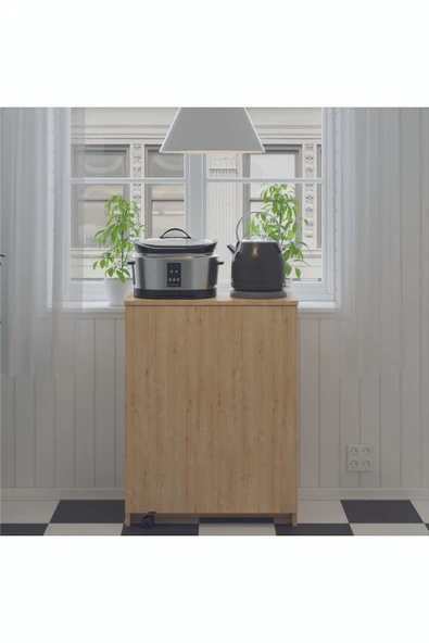 Mutfak Fonksiyonel Kiler Dolabı  Katlanır Masa  Safir Meşe - Resim 4