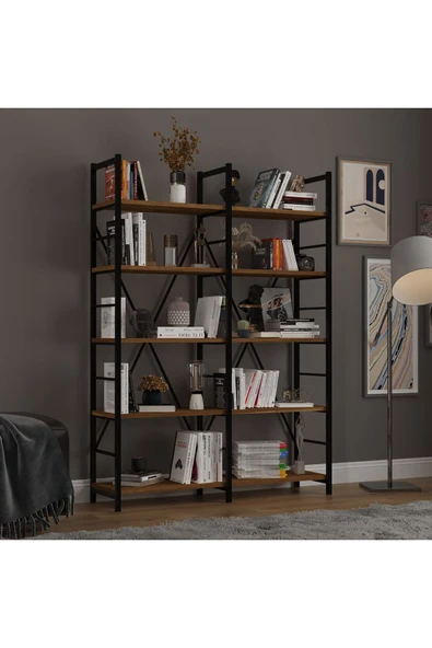 6 RAFLI METAL KİTAPLIK İKİ MODÜL  Nevada - Resim 3
