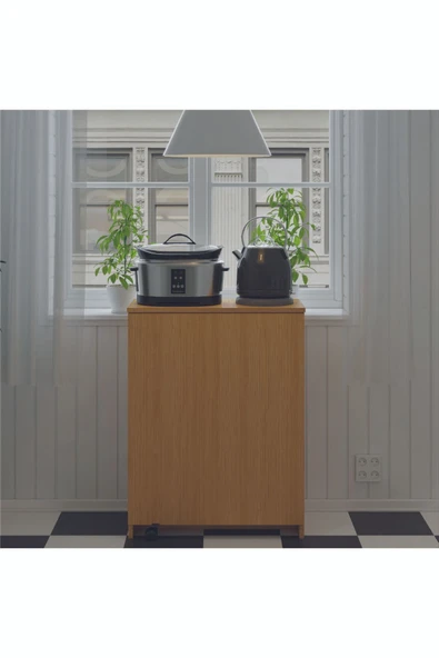 Mutfak Fonksiyonel Kiler Dolabı  Katlanır Masa  Afrika Ceviz - Resim 4