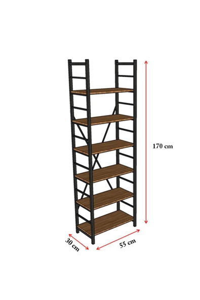 6 RAFLI METAL KİTAPLIK TEK MODÜL  Kül Gri - Resim 5