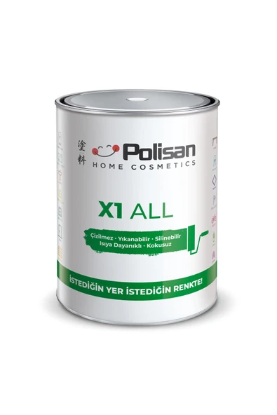 Polisan X1 All Dönüşüm Boyası 0,75 lt. Ral 7042 Trafik Gri ürün görseli