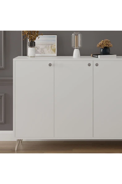 4 KAPAKLI KONSOL  Beyaz - Resim 4