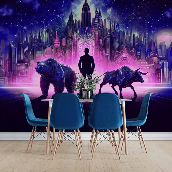 Fantastik Ayı ve boğa Temalı Duvar Kağıdı - Resim 3