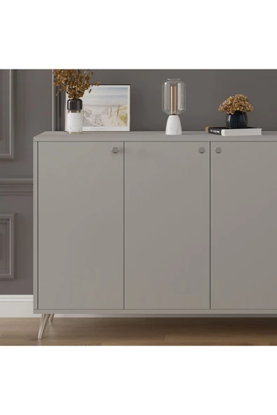 4 KAPAKLI KONSOL  Kül Gri - Resim 3