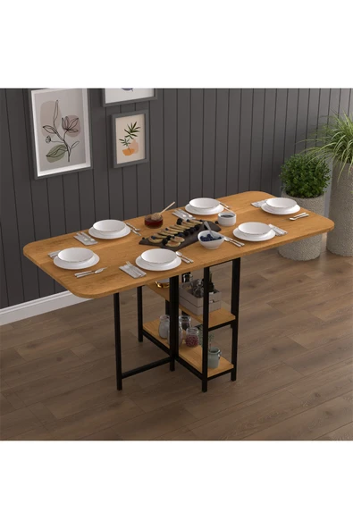 Asra Trend Metal Gövde Katlanır Mutfak Yemek Çalışma Masası, 155×75×70 cm, KM-31  PETRA - Resim 2