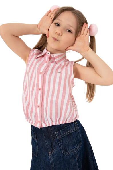 Kız Çocuk Çizgili Kolsuz Gömlek 2190808 ürün görseli 1