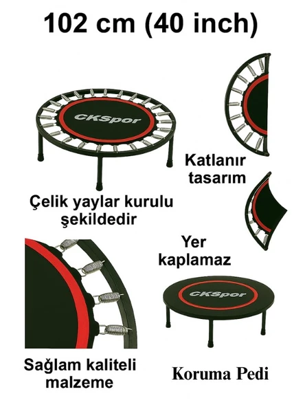 CKSpor 102 cm  (40 inç ) Trambolin Katlanabilir Trambolin - Resim 6