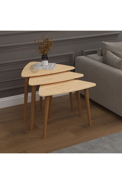 3’lü ÜÇGEN ZİGON SEHPA AHŞAP AYAKLI  NEVADA ürün görseli