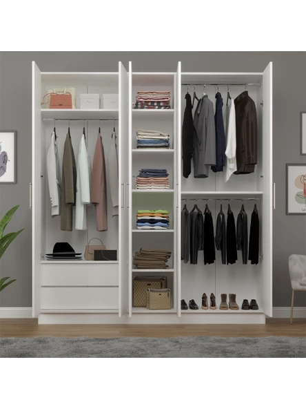 5 Kapaklı Gardırop 200cm  BEYAZ - Resim 2
