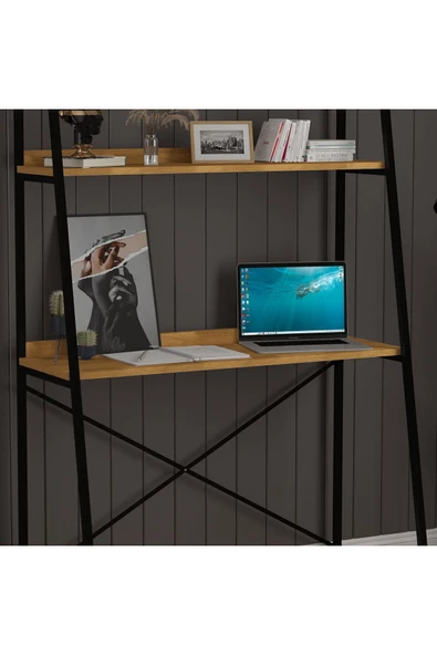METAL KİTAPLIKLI ÇALIŞMA MASASI  Petra - Resim 6