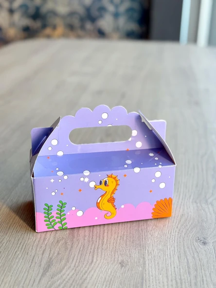 Denizatı Kutusu  25 'li El Tutmalı Çanta Doğum Günü Hediye Kutusu Pasta Kutusu - 3