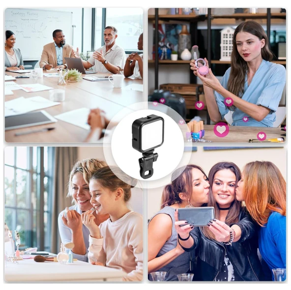 Taşınabilir Kısılabilir Yüksek Parlaklık Dolgu Işığı Selfie Işık Paneli  Kıskaçlı Telefon ve Notebook Tutucu - 5