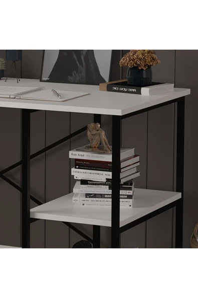 RAFLI METAL ÇALIŞMA MASASI  Beyaz - Resim 5