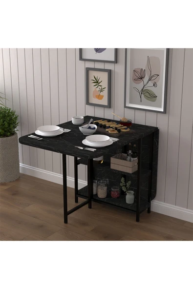 Asra Trend Metal Gövde Katlanır Mutfak Yemek Çalışma Masası, 155×75×70 cm, KM-31  ROYAL MERMER - Resim 4