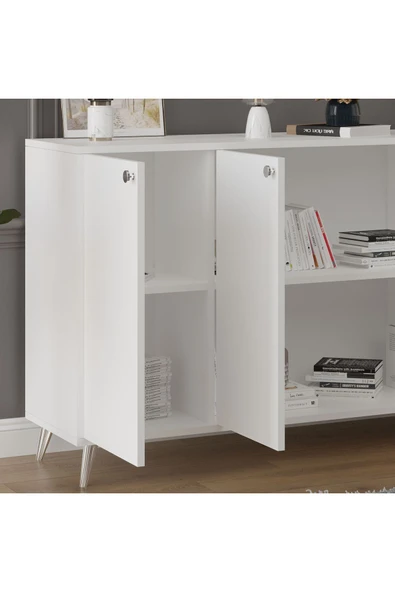 4 KAPAKLI KONSOL  Beyaz - Resim 5