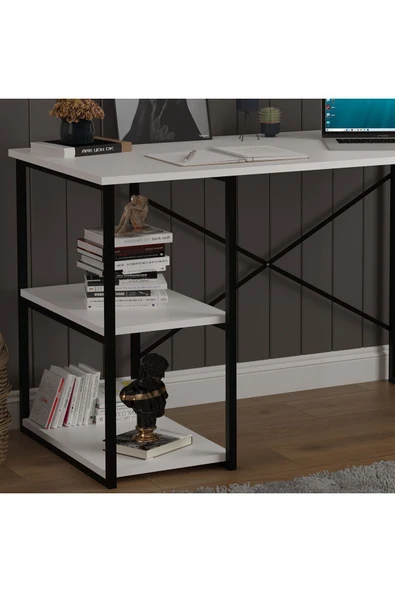 RAFLI METAL ÇALIŞMA MASASI  Beyaz - Resim 4