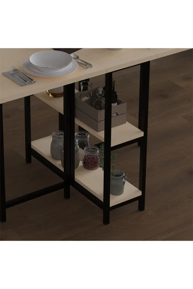 Asra Trend Metal Gövde Katlanır Mutfak Yemek Çalışma Masası, 155×75×70 cm, KM-31  AKÇAAĞAÇ - Resim 7