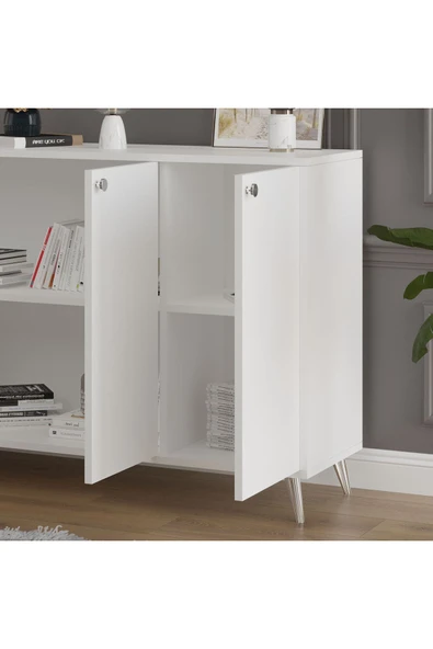 4 KAPAKLI KONSOL  Beyaz - Resim 6