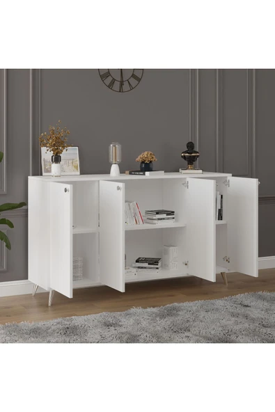 4 KAPAKLI KONSOL  Beyaz - Resim 2
