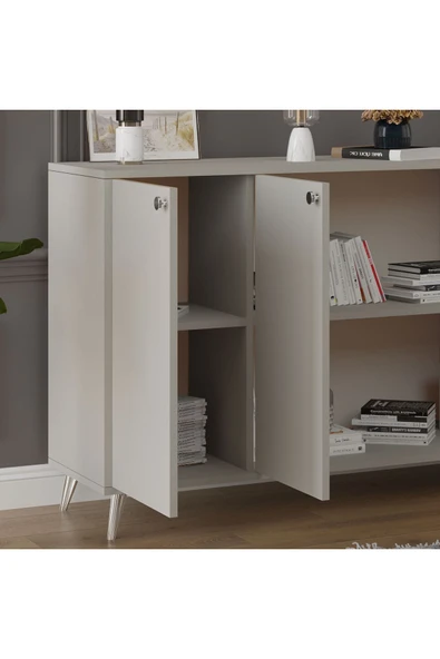 4 KAPAKLI KONSOL  Kül Gri - Resim 5