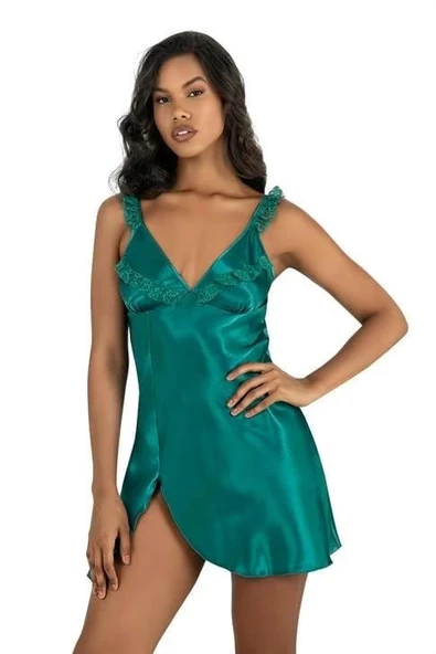 Arias Closet Zümrüt Kısa Saten Gecelik 8237 ürün görseli 1