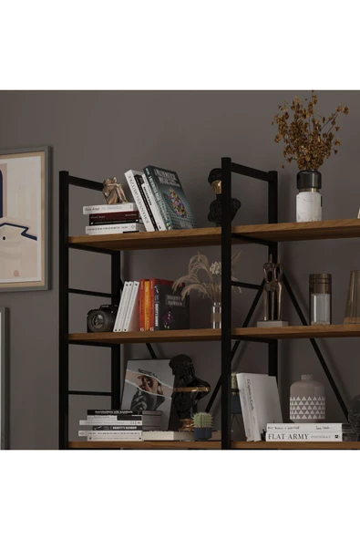 6 RAFLI METAL KİTAPLIK İKİ MODÜL  Nevada - Resim 5