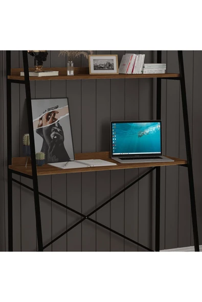 METAL KİTAPLIKLI ÇALIŞMA MASASI  Nevada - Resim 4