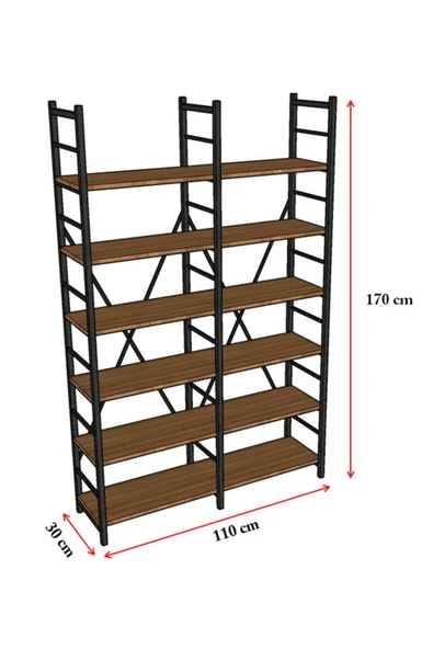 6 RAFLI METAL KİTAPLIK İKİ MODÜL  Beyaz - Resim 6