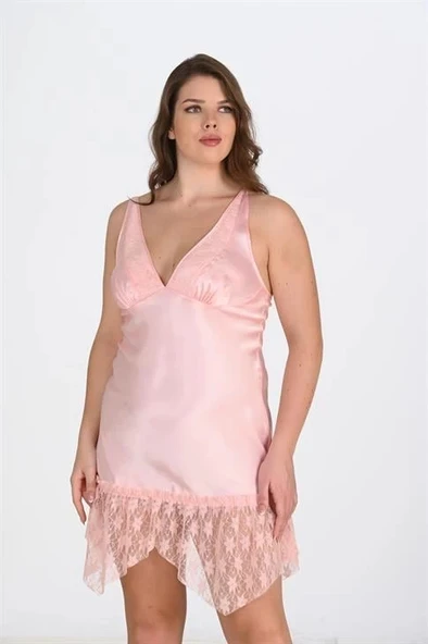 Arias Closet Büyük Beden Somon Gecelik 2112 - Resim 2