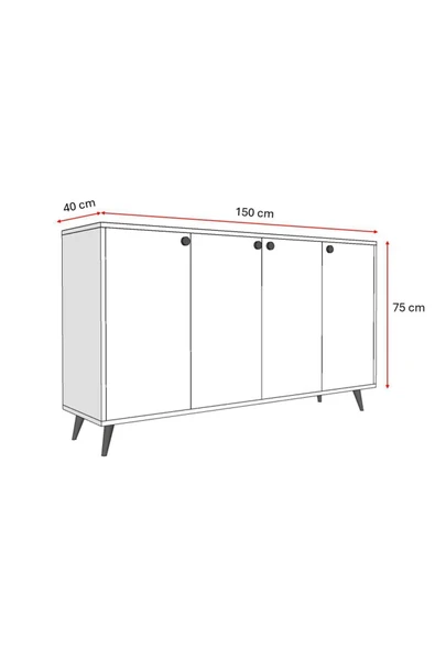 4 KAPAKLI KONSOL  Sonoma - Resim 7
