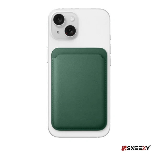 Sneezy İphone 14-14 Plus-14 Pro-14 Pro max Uyumlu Birinci Sınıf Magsafe Cüzdan Magsafe Deri Kartlık  Haki - 4