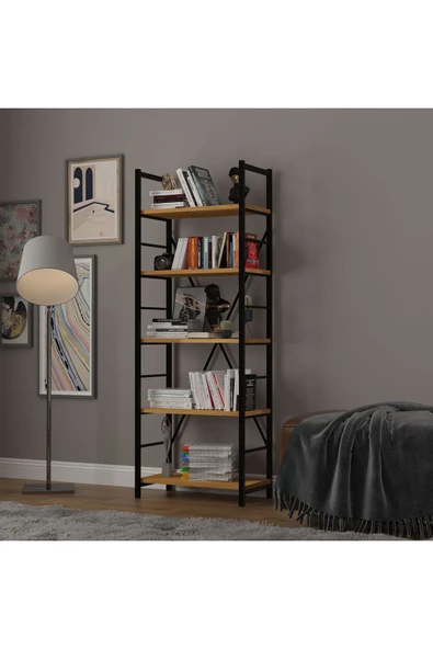 6 RAFLI METAL KİTAPLIK TEK MODÜL  Petra - Resim 2