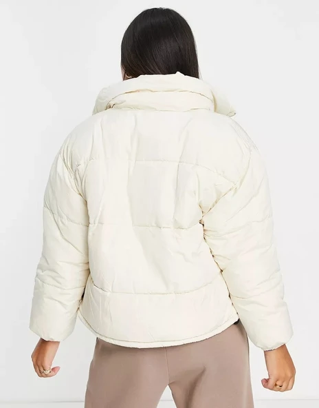 Pull & Bear Dik yakalı şişme mont - Resim 4