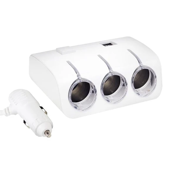Powermaster PM-18952 12V/24V Uyumlu 3'Lü Oto Çakmak Çoklayıcı Ve 2'Li USB Şarj Cihazı - 1