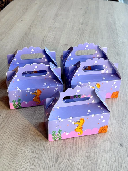 Denizatı Kutusu  25 'li El Tutmalı Çanta Doğum Günü Hediye Kutusu Pasta Kutusu - 4