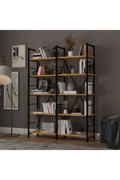 6 RAFLI METAL KİTAPLIK İKİ MODÜL  Petra ürün görseli